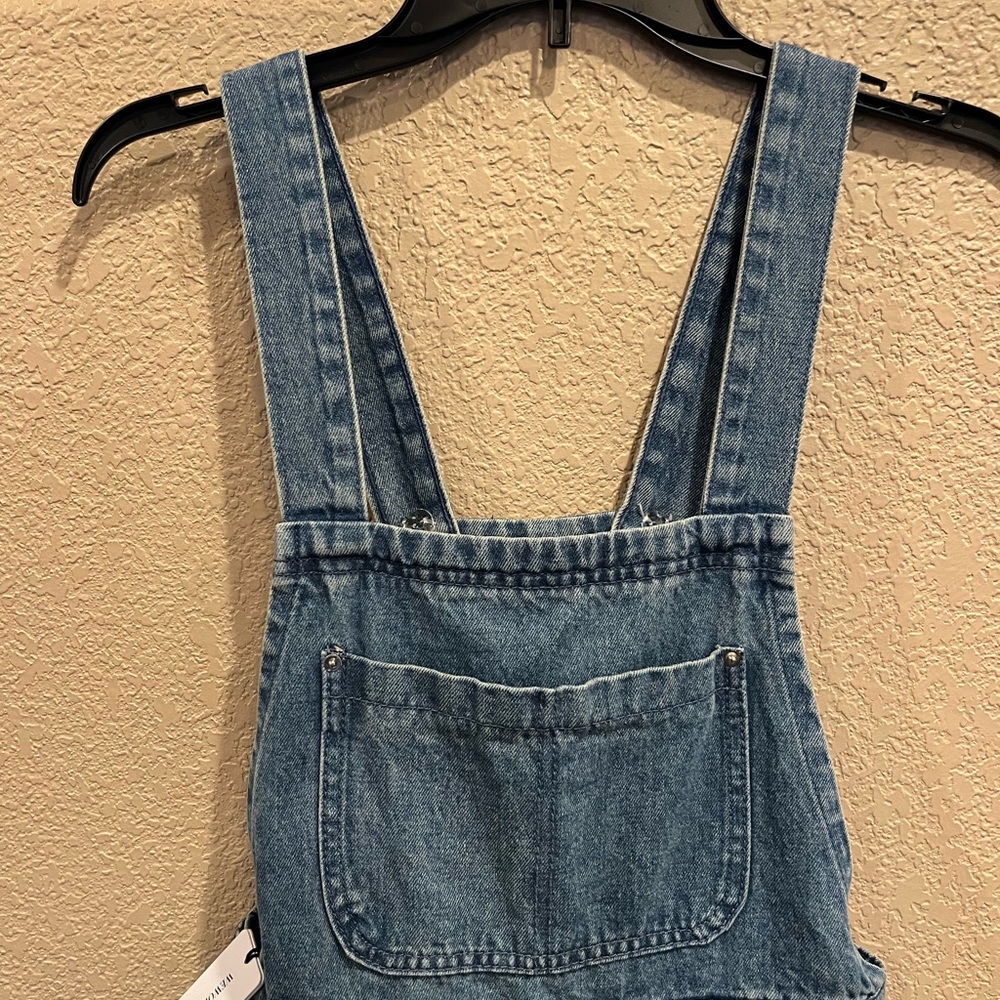 NWT WeWoreWhat Slouchy Slit Denim Overalls - Steel - Picture 8 of 16